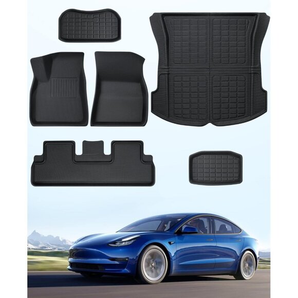 Floor mats for Tesla Model 3|2021-2023 Custom Fit Liners | Trunk Frunk Cargo - Picture 1 of 6